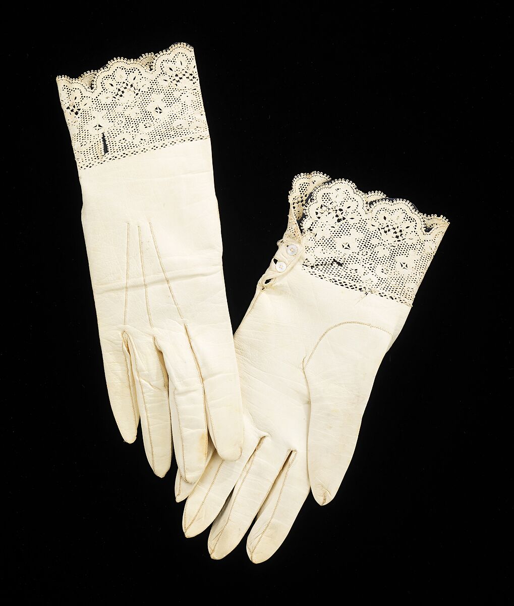 Wedding gloves, Préville (French), leather, French 