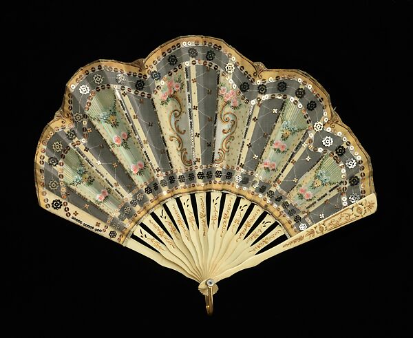 Fan, Tiffany &amp; Co. (1837–present), ivory, silk, mother-of-pearl, metal, French 