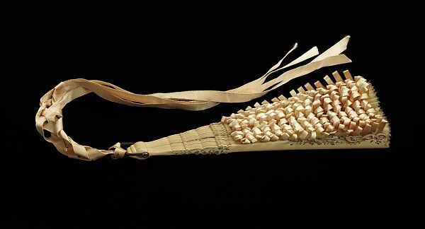 Fan, wood, silk, paint, probably French