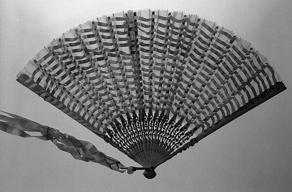 Fan, wood, silk, paint, probably French