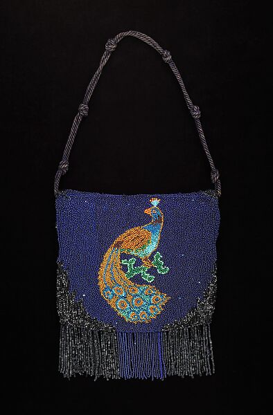 Evening bag, glass, silk, American