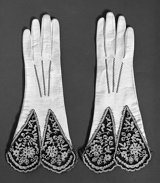 Cocktail gauntlets, Rey Jouvents Freres, leather, silk, French