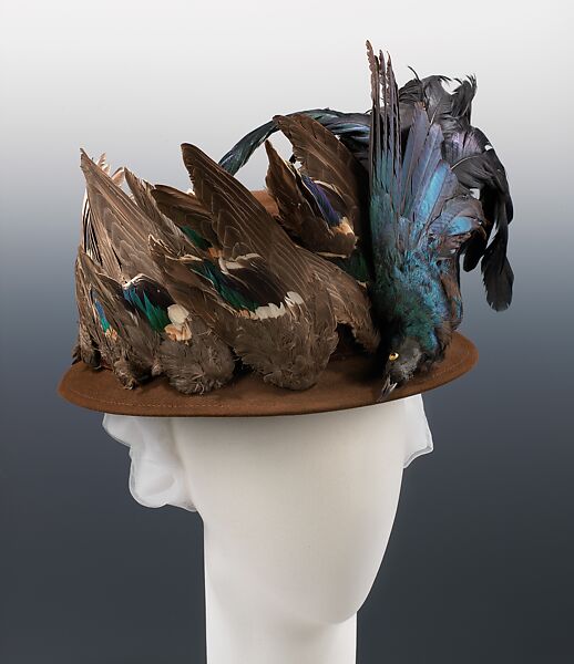 Hat, Mme. Pauline (American), wool, feathers, American 