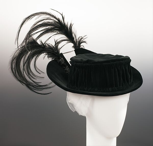Toque, Frederick Loeser &amp; Company (American, founded 1860), silk, feathers, American 