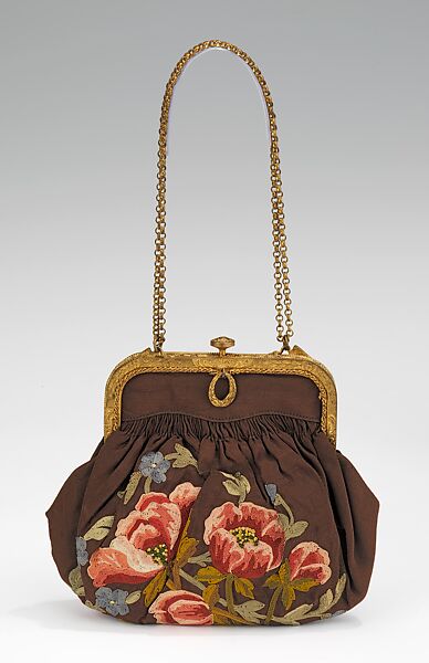 Evening purse, silk, metal, French 