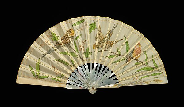 Fan, mother-of-pearl, silk, French