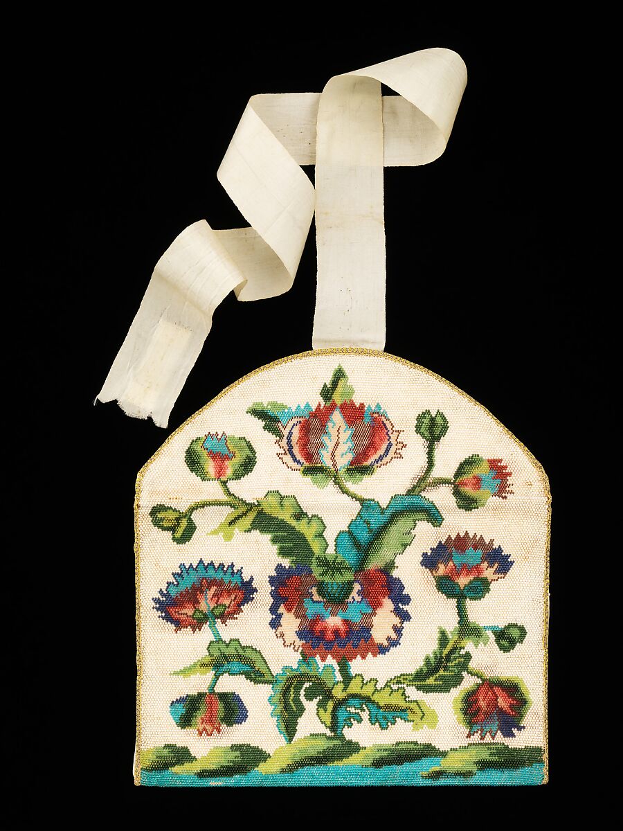 Purse, silk, glass, French