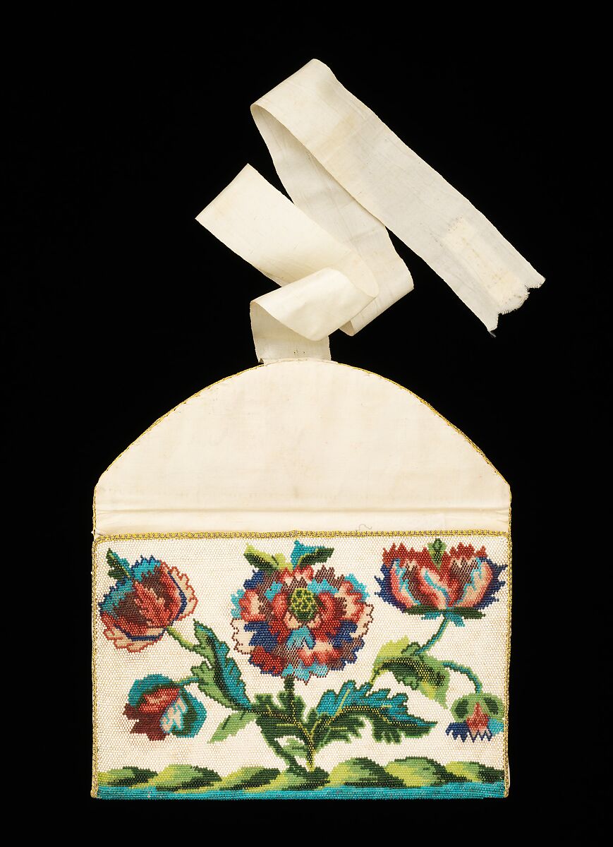 Purse, silk, glass, French 