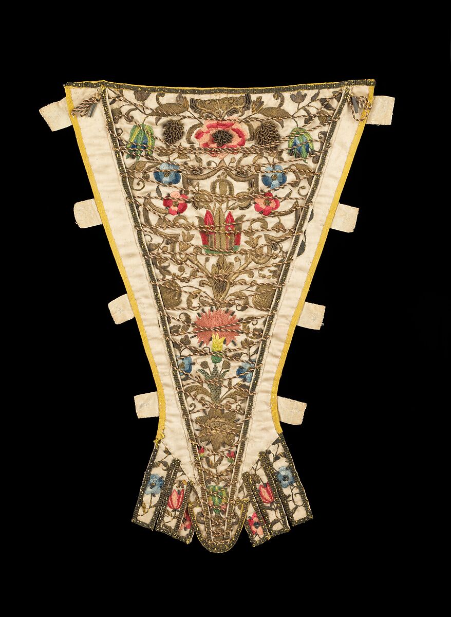 Stomacher, silk, metal, British 