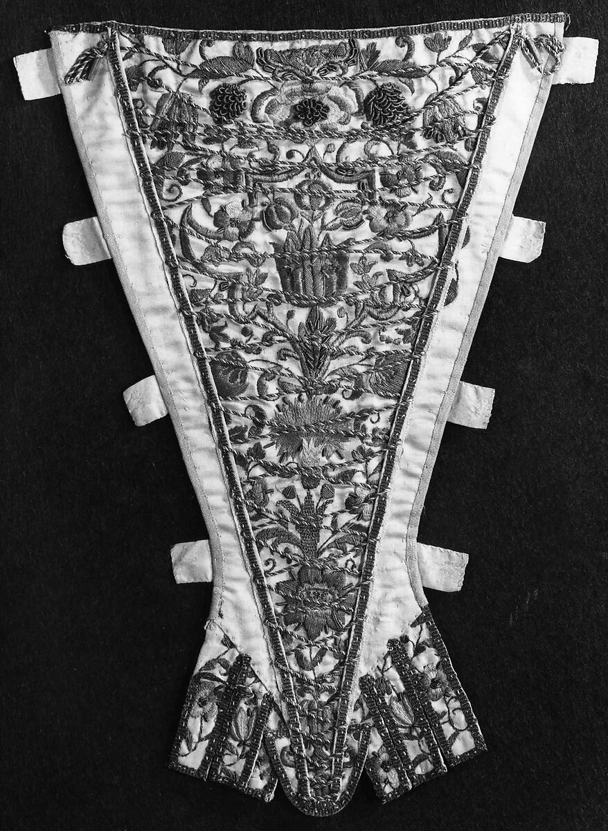 Stomacher, silk, metal, British