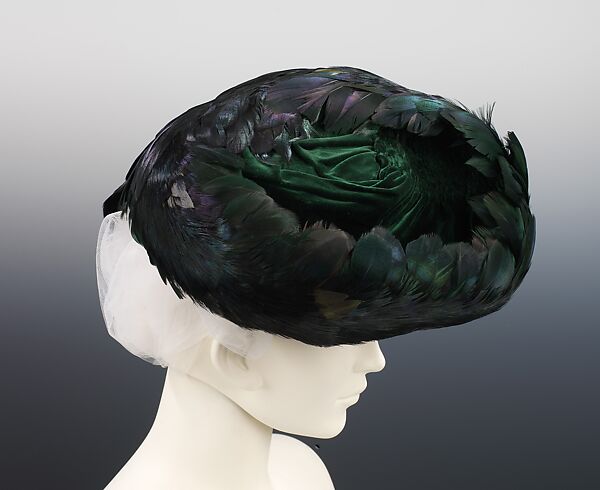 Hat, Walker Importer, feathers, silk, American 