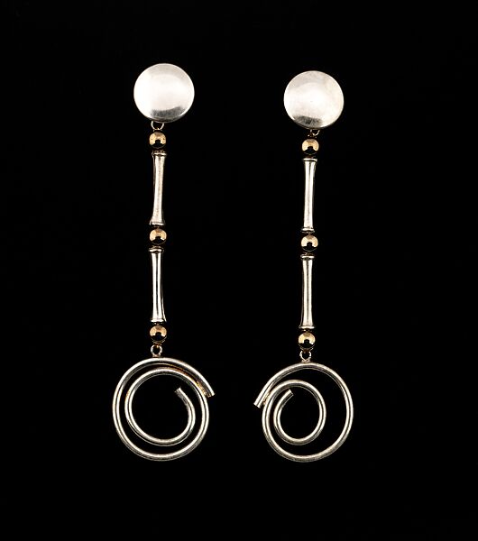 Earrings, Yves Saint Laurent (French, founded 1961), metal, French 