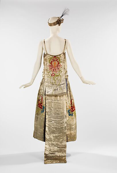 Evening dress, House of Lanvin (French, founded 1889), silk, metal, feather, French