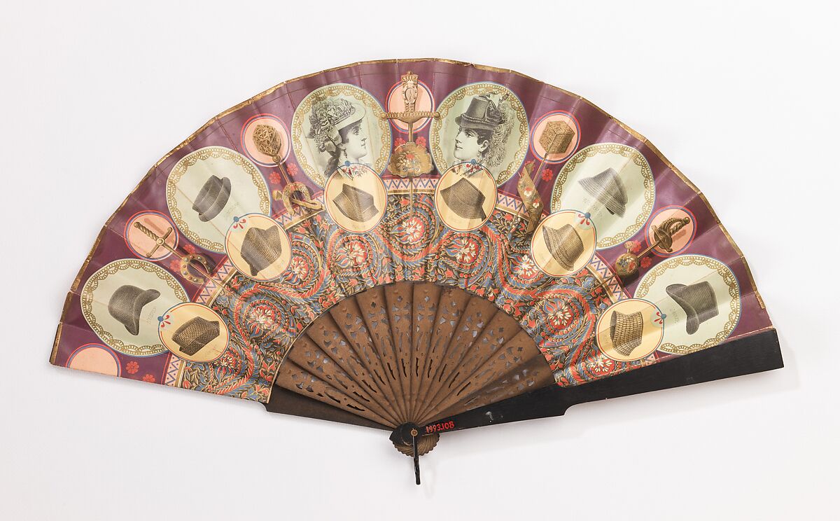 Fan, Donaldson Brothers (American, New York), wood, paper, metal, American