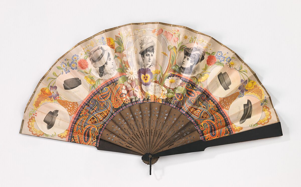 Fan, Donaldson Brothers (American, New York), wood, paper, metal, American 