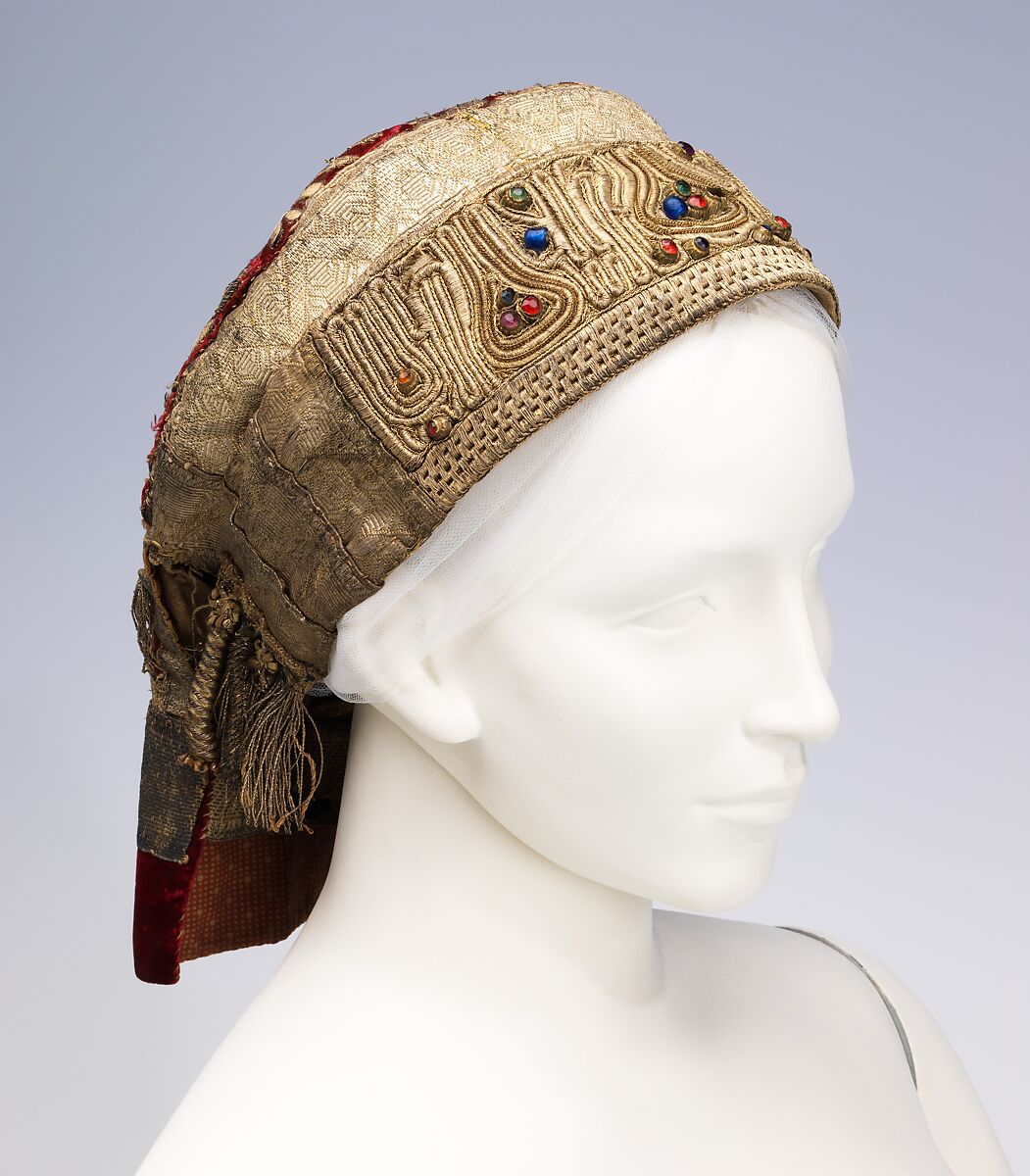 Hat, silk, metal, glass, Russian 