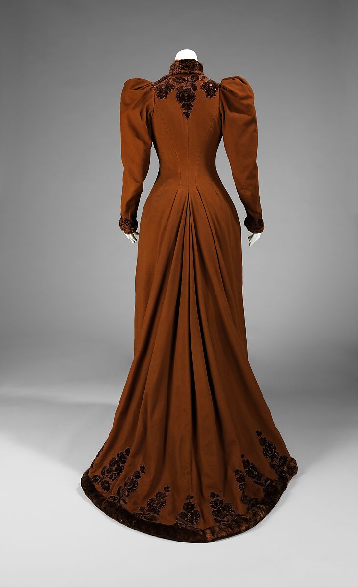 Afternoon dress, wool, fur, American