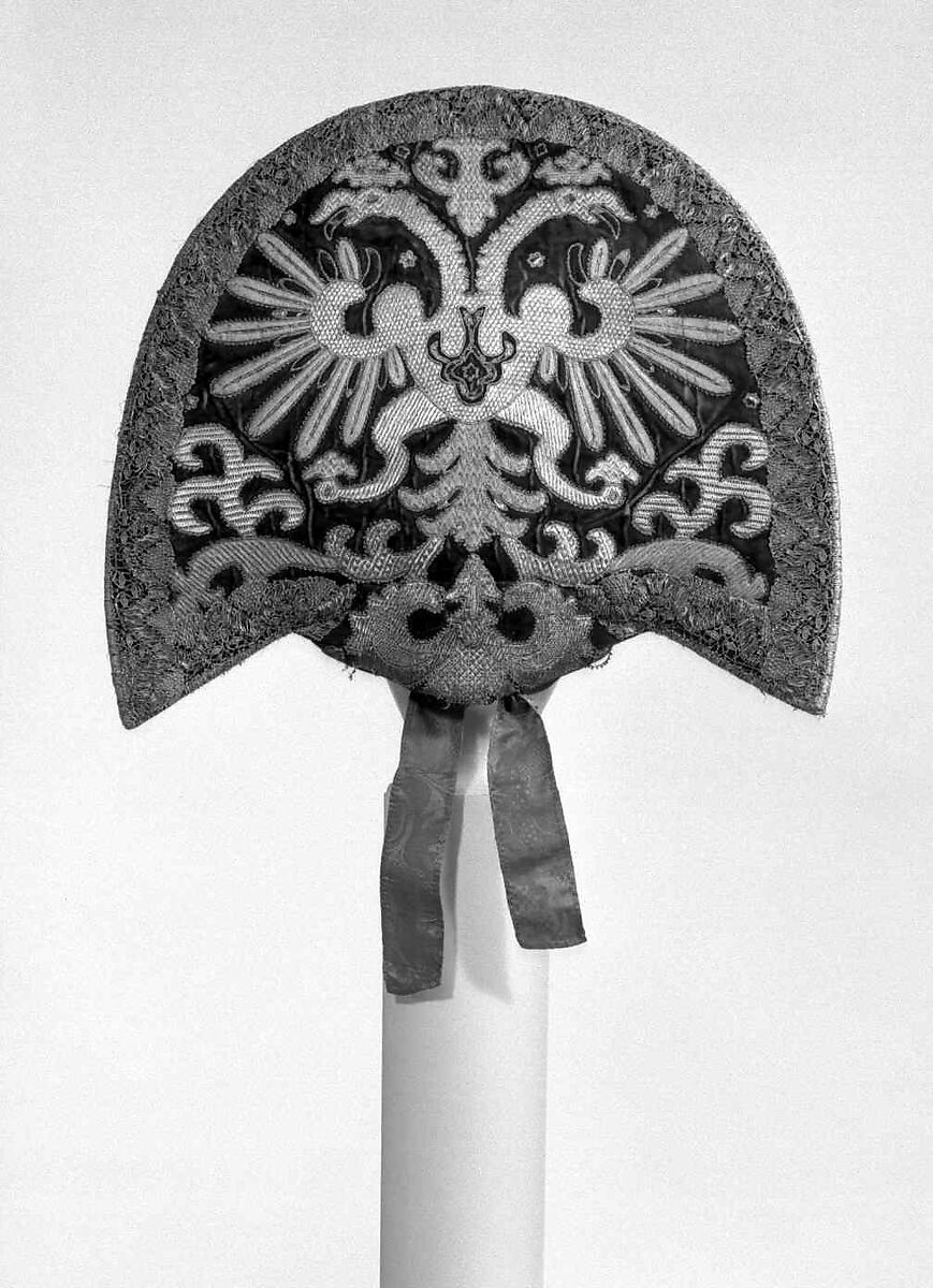 Headdress, metal silk, paper, cotton, metal, mother-of-pearl, glass, semi-precious stones, Russian