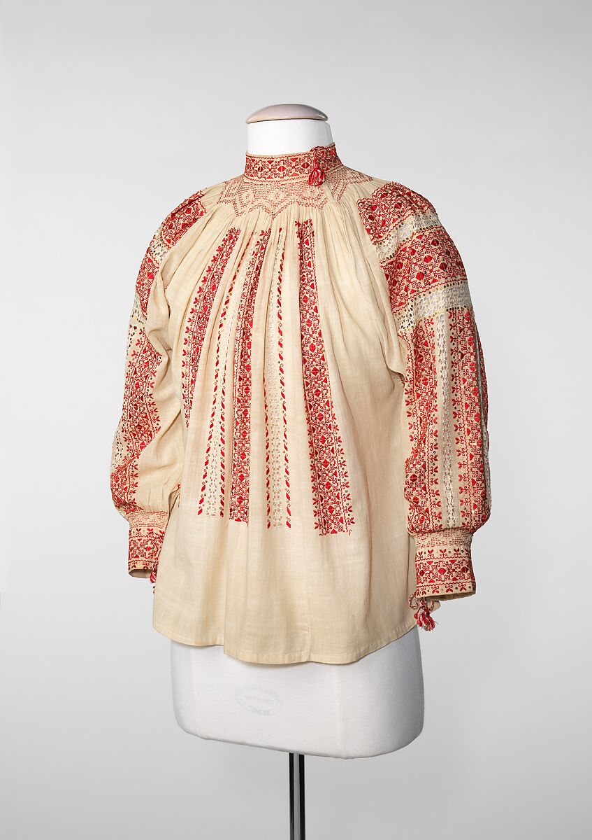 Blouse, cotton, silk, metal, Romanian 