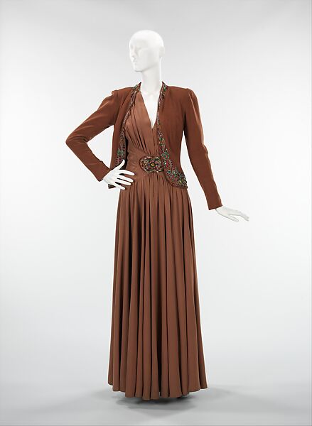 Evening ensemble, Jay-Thorpe, Inc., wool, silk, glass, American 