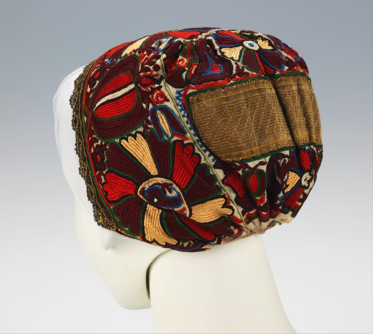 Cap, linen, cotton, silk, metal, Slovak 