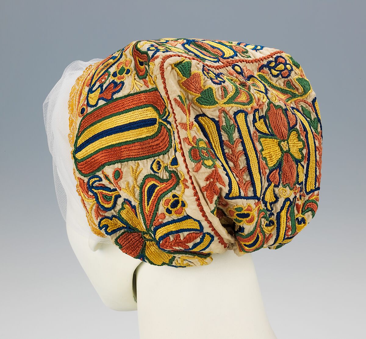 Cap, cotton, silk, linen, Slovak 