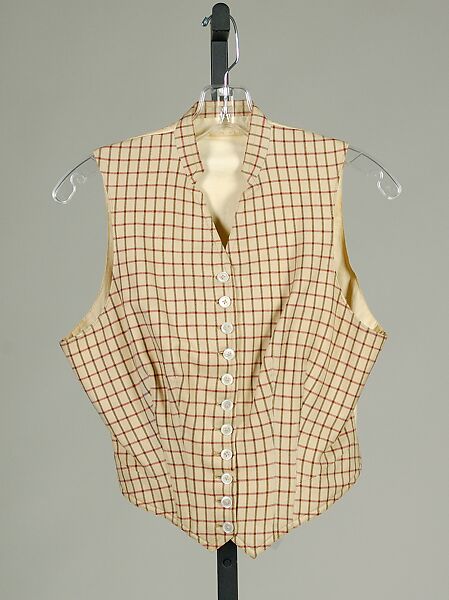 Riding vest, wool, cotton, American 