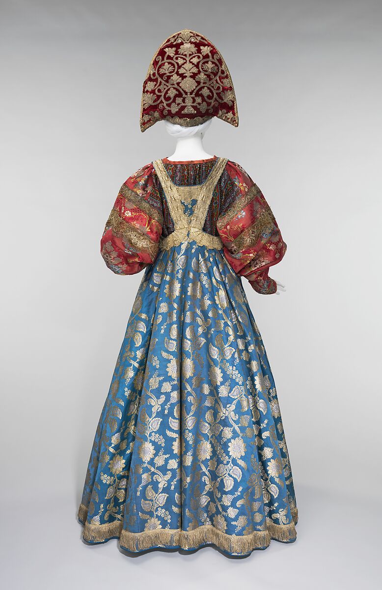 Ensemble, silk, metal, cotton, Russian