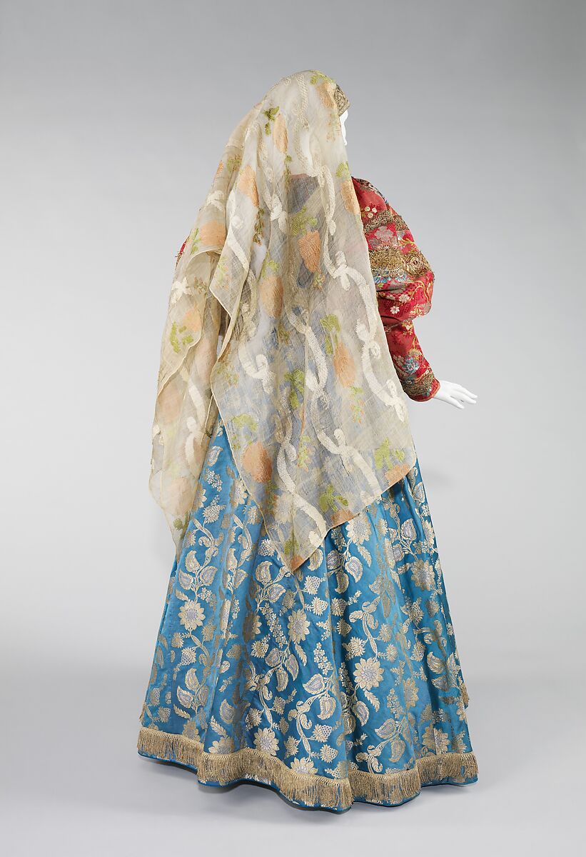 Ensemble, silk, metal, cotton, Russian