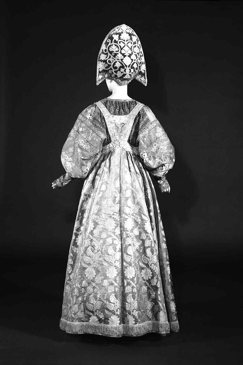 Ensemble, silk, metal, cotton, Russian