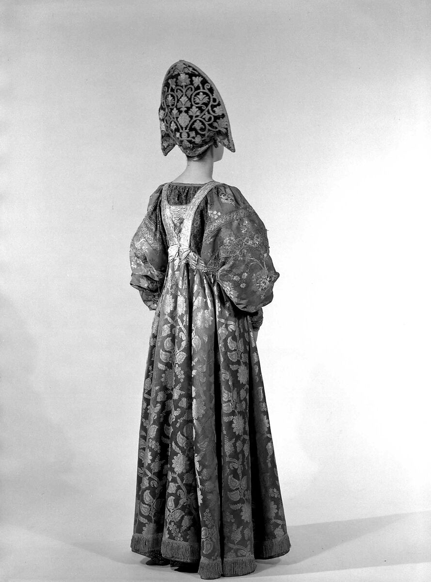 Ensemble, silk, metal, cotton, Russian