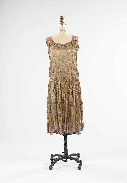 Evening dress, House of Paquin (French, 1891–1956), silk, metal, French 