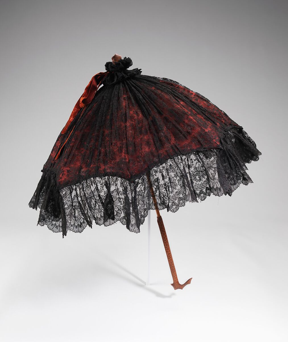 Parasol, silk, wood, metal, probably British 