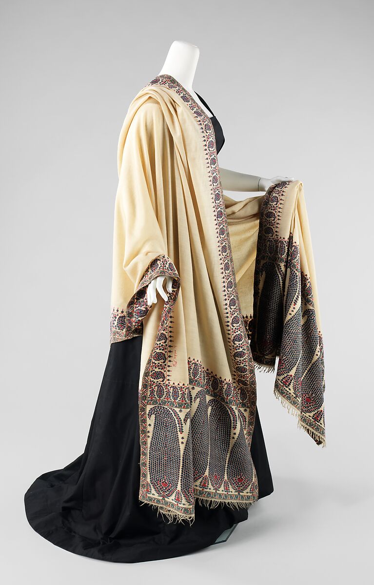 Shawl, wool, silk, Indian 