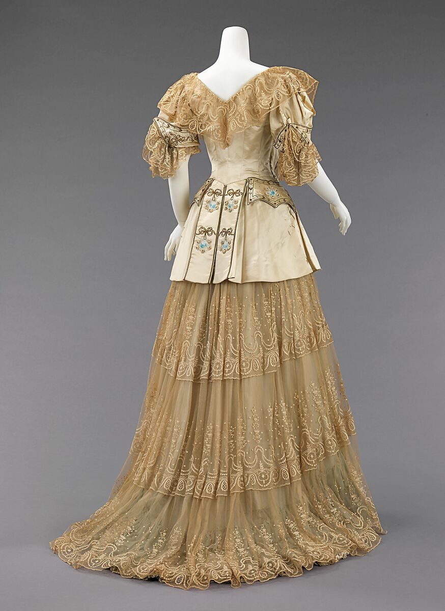 Evening dress, Rouff (French, 1844–1914), silk, metal, French