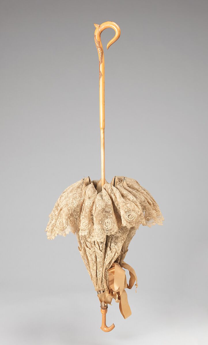 Parasol, silk, wood, metal, American