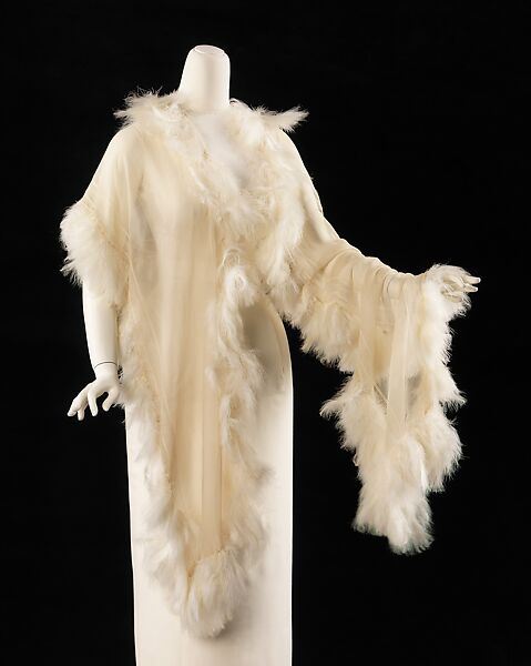 Evening scarf, feathers, silk, American 