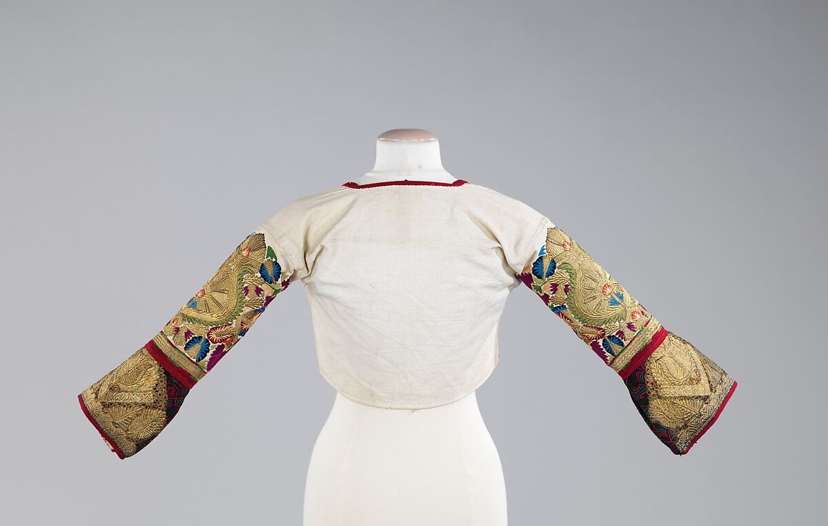 Bodice, linen, silk, metal, Greek