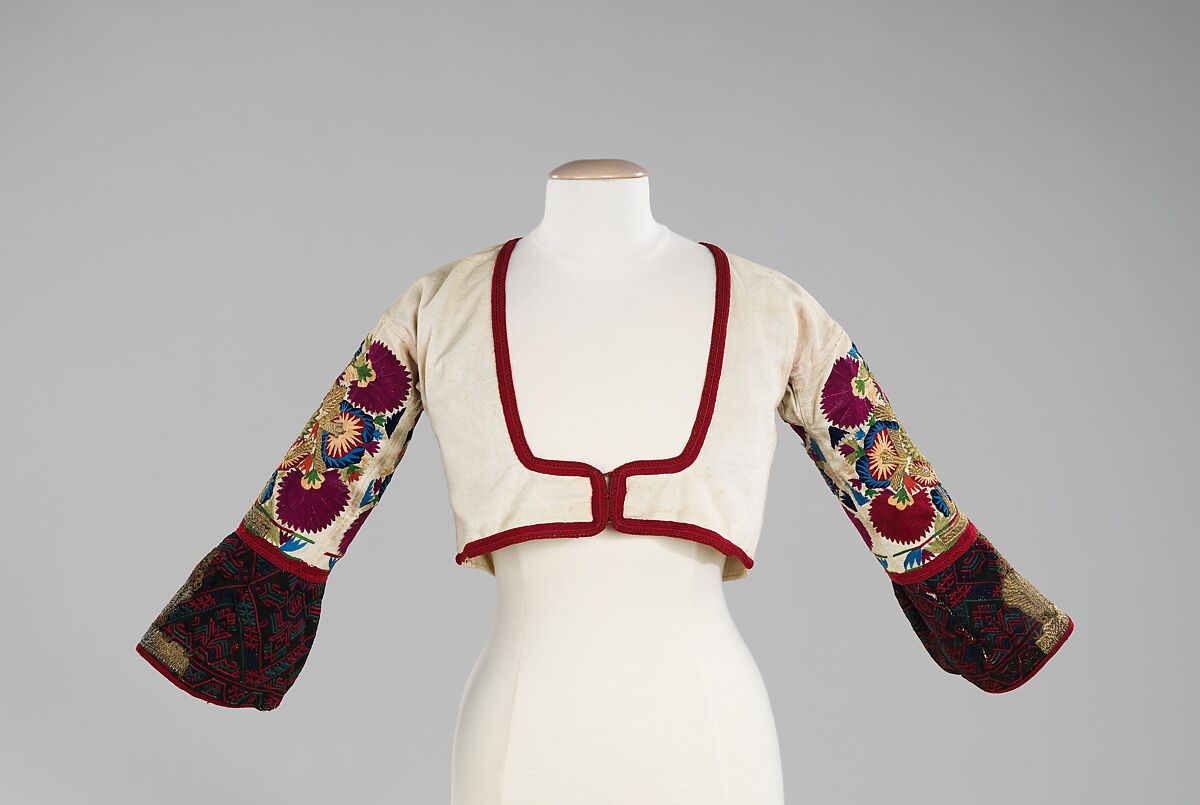 Bodice, linen, silk, metal, Greek 