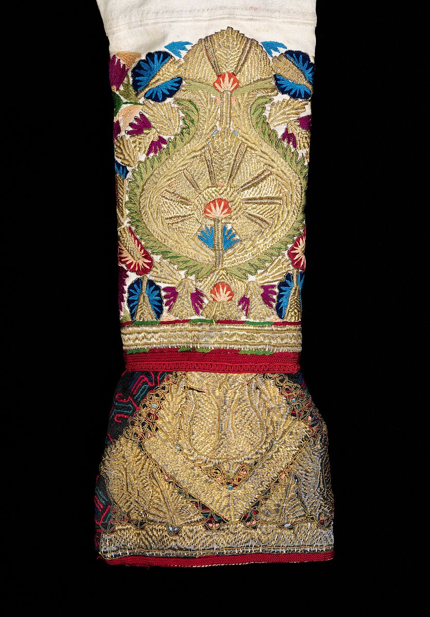 Bodice, linen, silk, metal, Greek