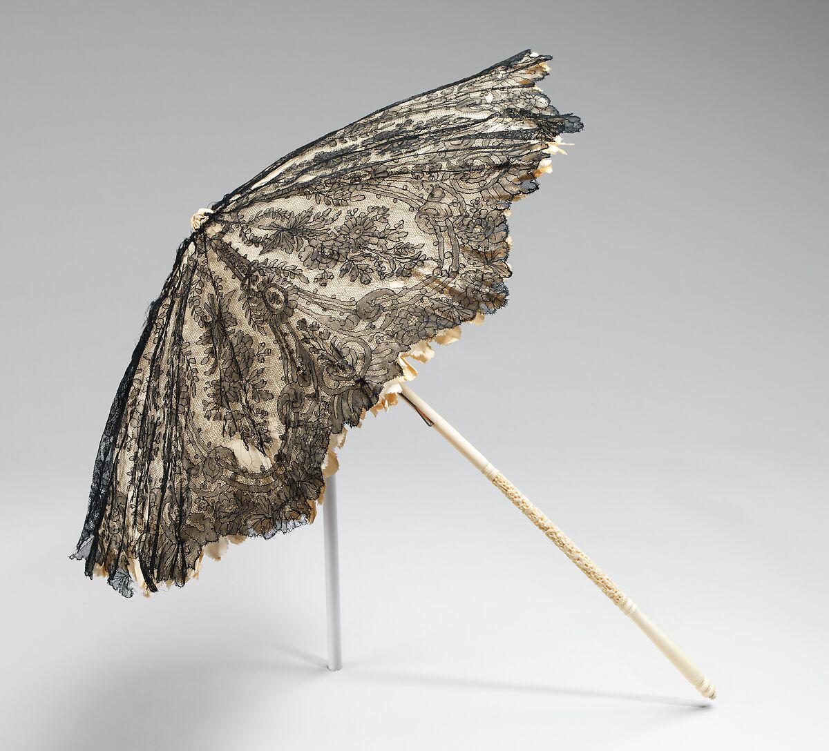 Parasol, silk, ivory, metal, French 