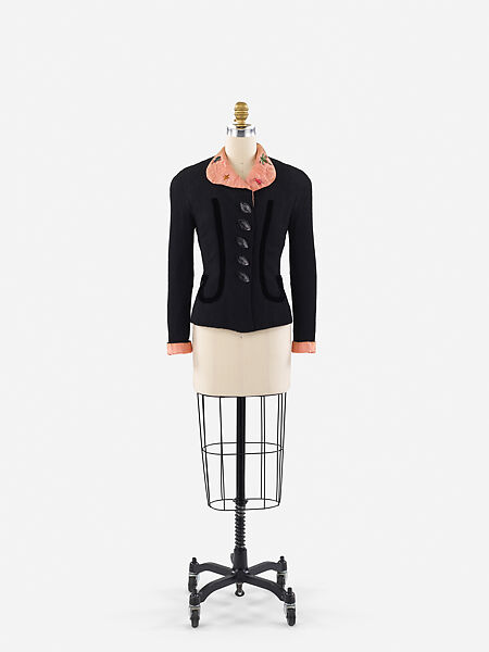 Suit, Schiaparelli (French, founded 1927), rayon, silk, plastic (cellulose acetate, cellulose nitrate), French