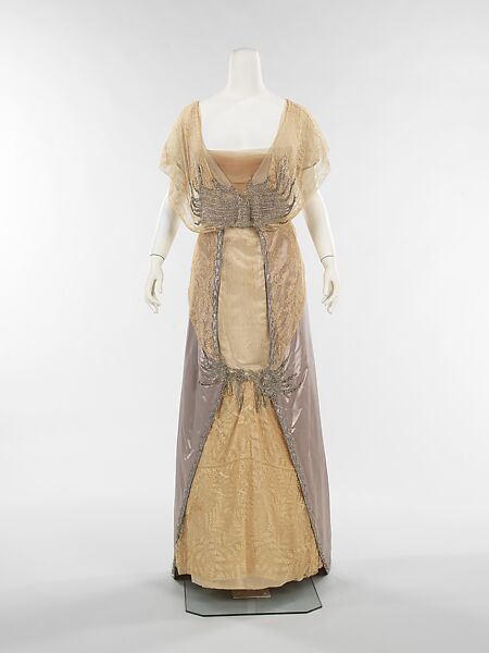 Evening dress, House of Drecoll (French, founded 1902), silk, rhinestones, French 