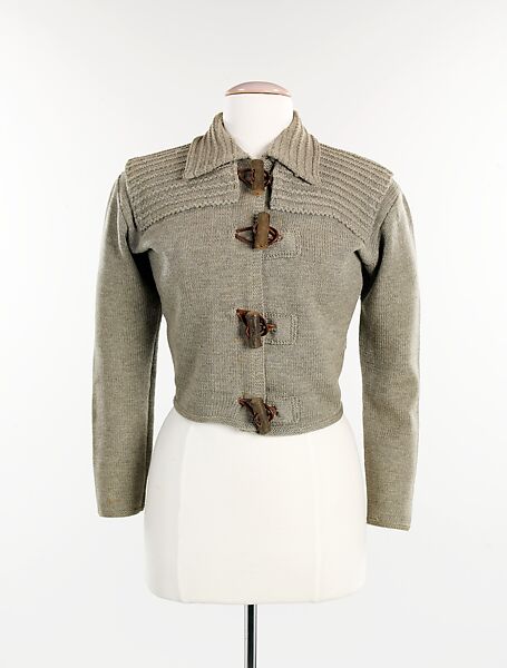 Sweater, Elsa Schiaparelli (Italian, 1890–1973), wool, leather, French 