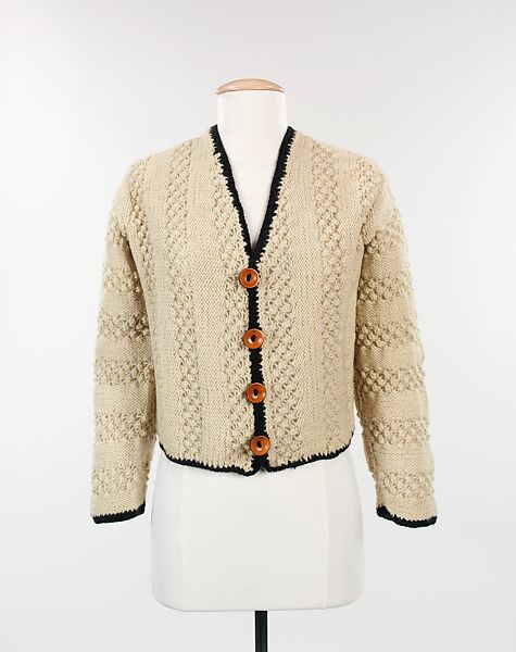 Sweater, Elsa Schiaparelli (Italian, 1890–1973), wool, wood, French 