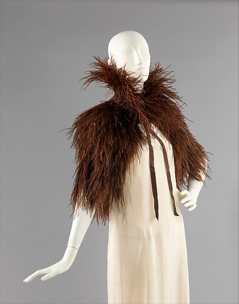 Evening cape, Caroline Reboux (French, active 1870–1956), feathers, silk, French 