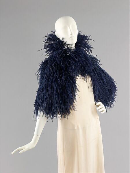 Evening cape, Caroline Reboux (French, active 1870–1956), feathers, silk, French 