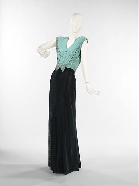 Evening dress, silk, probably American 