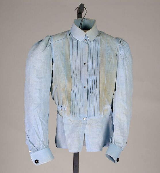Blouse, linen, plastic, probably French 