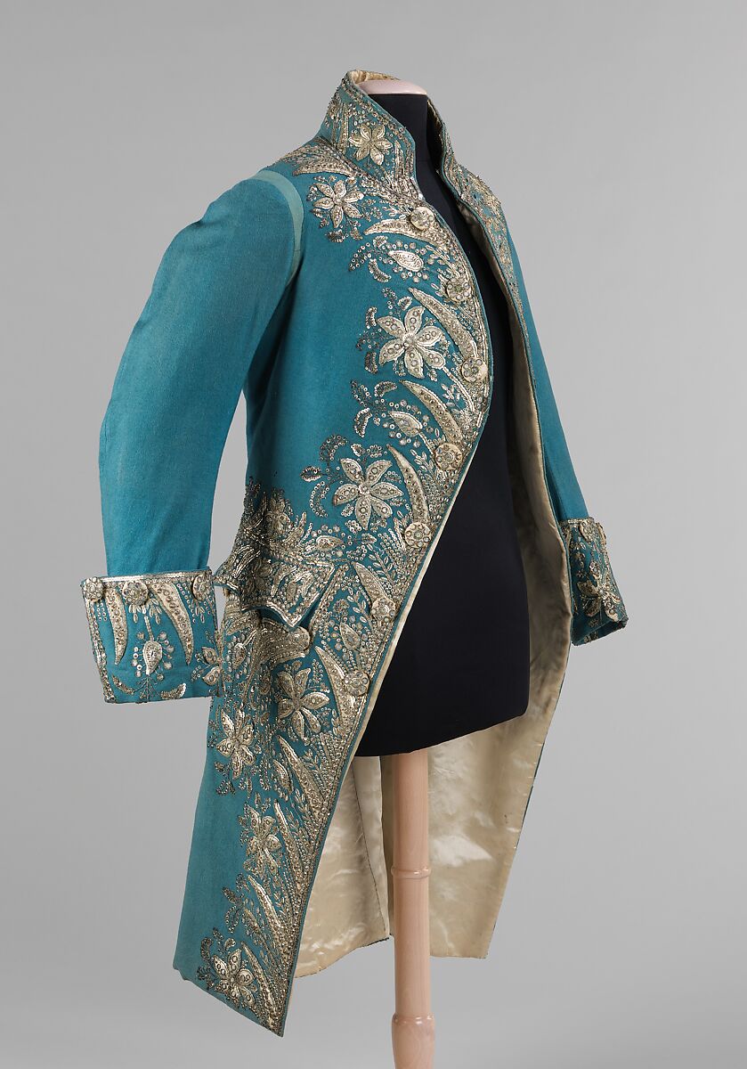 Court coat, wool, metal, silk, glass, probably British